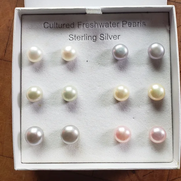 Sterling pearl earrings - Picture 1 of 3